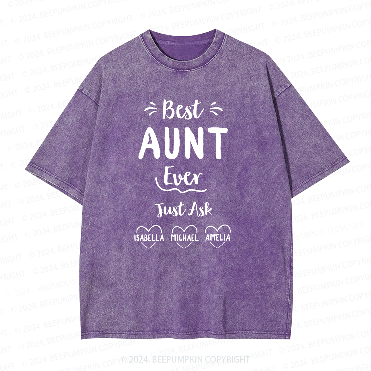 Personalized Best Ever Aunt Washed Tees