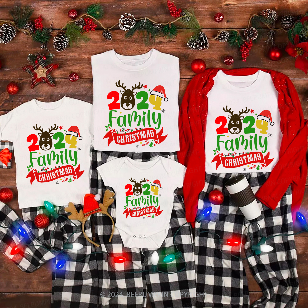 2024 New Funny Christmas Deer T-Shirt For Family Beepumpkin