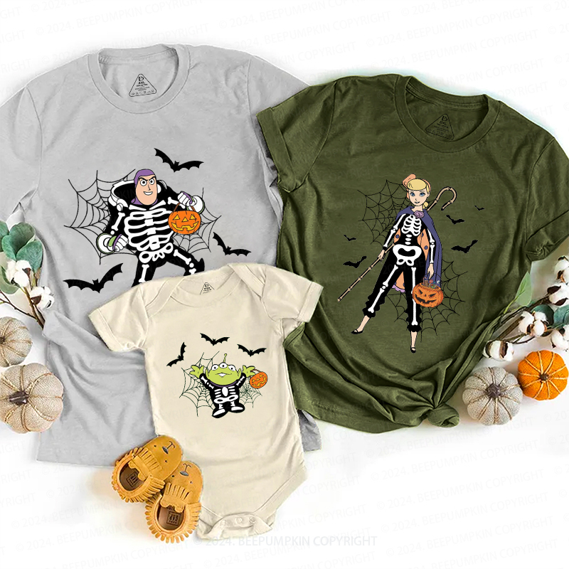 Skeleton Halloween Spooky Season Family Matching Shirts
