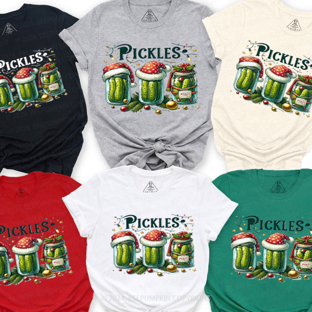 Vintage Canned Pickles Christmas Family Matching T-Shirts