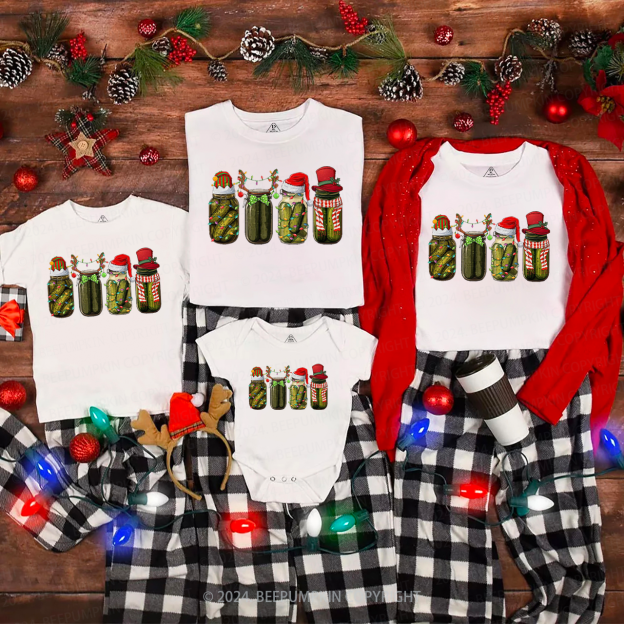 Funny Christmas Pickle Family Matching T-Shirts