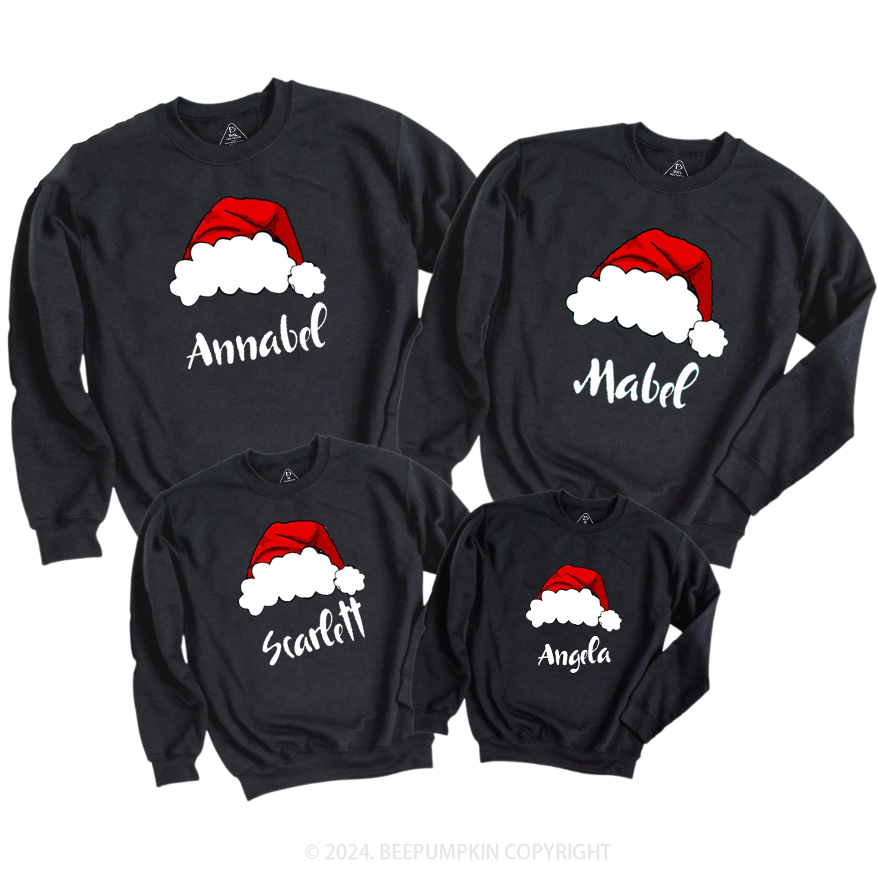 Personalized Christmas Red Crew Hat Family Christmas Sweatshirt