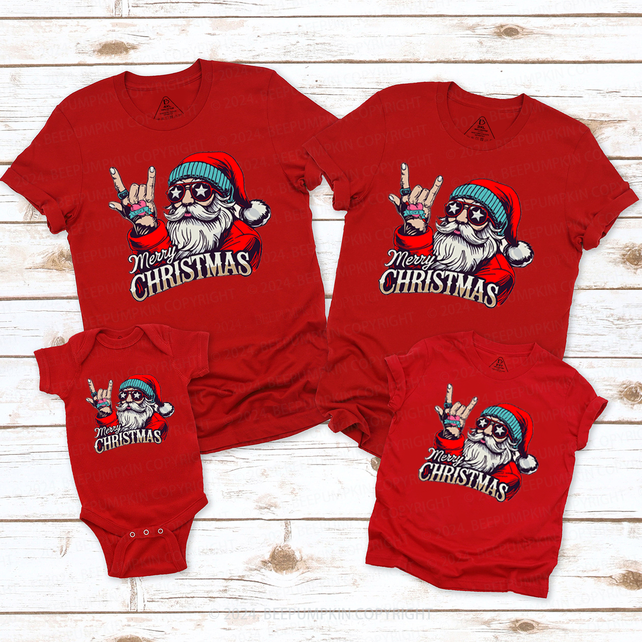 Rock Cool Santa Christmas Family Matching T-Shirts