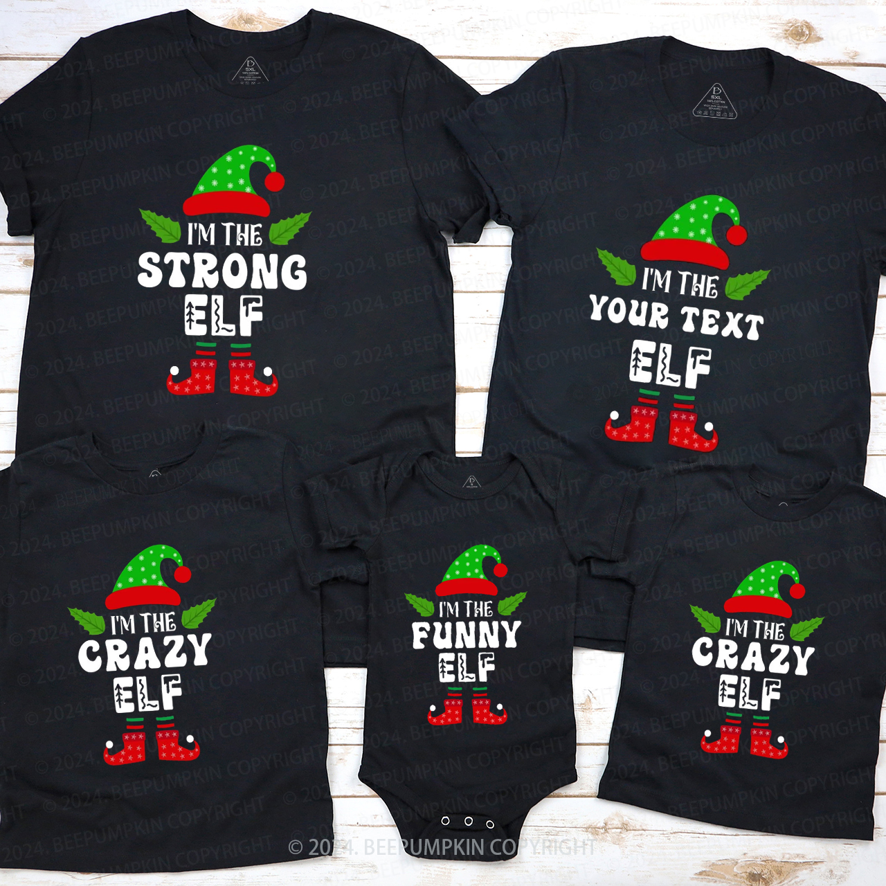 Elf Family Christmas Family Matching T-Shirts Beepumpkin