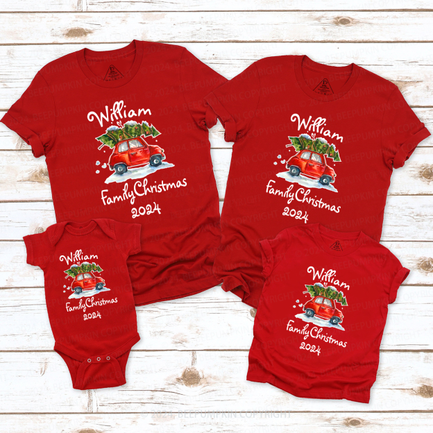Personalized Christmas Car Family Matching Shirt