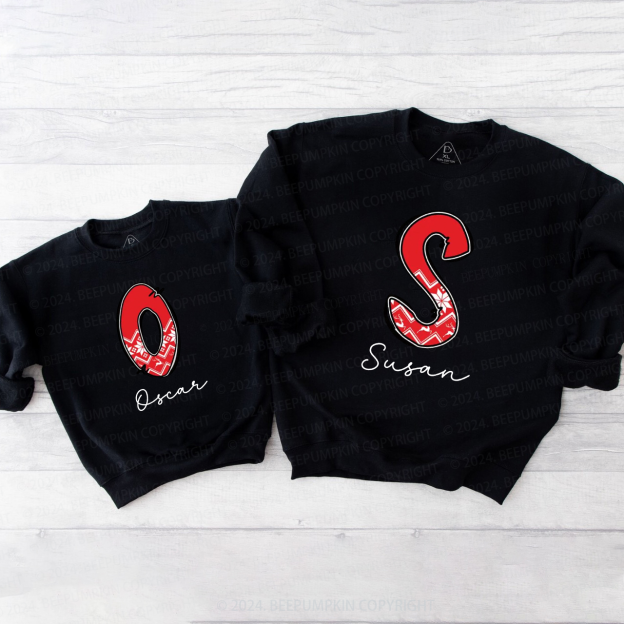 Personalized Plaid Monogrammed Family Christmas Sweatshirt Beepumpkin