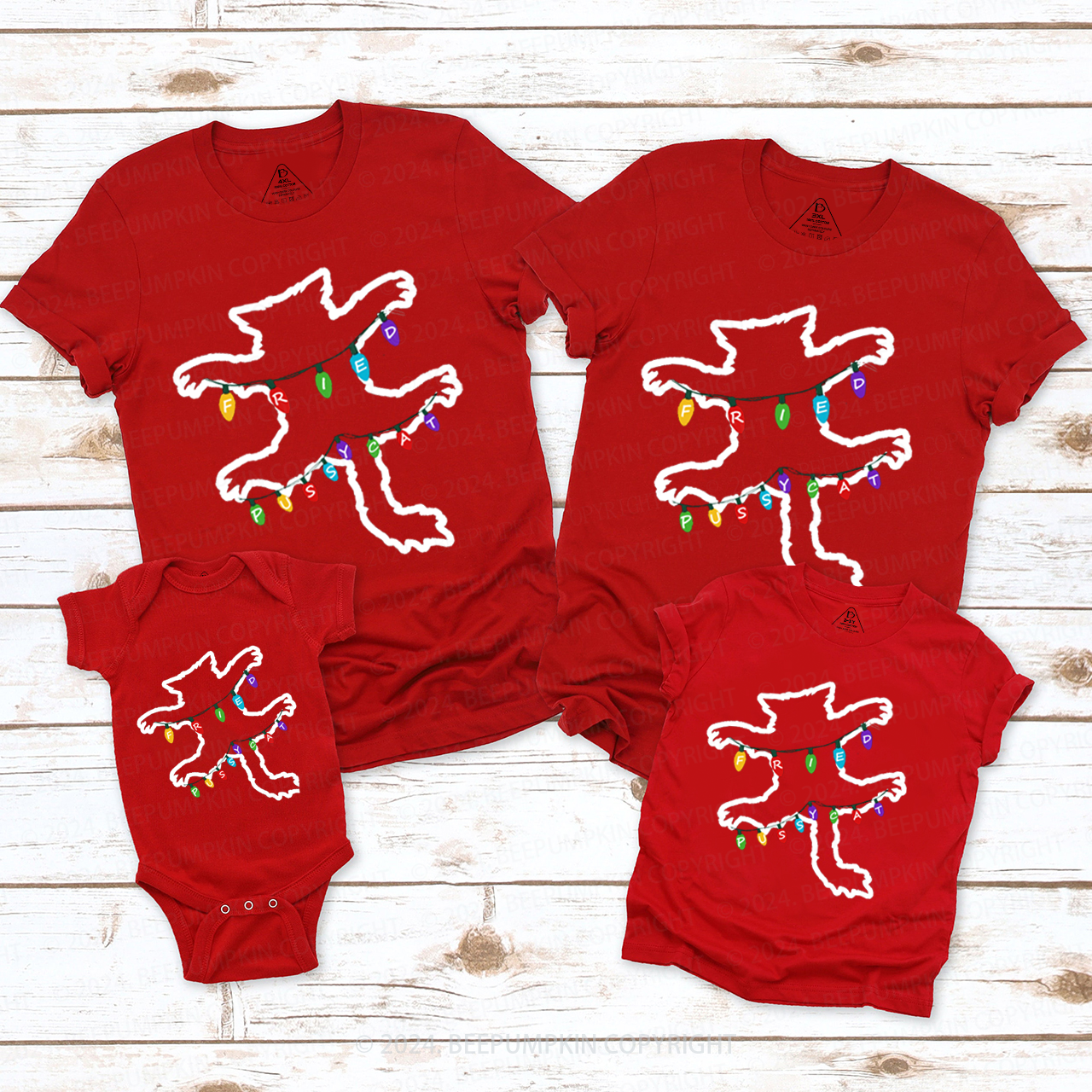 Christmas Vacation Fried Pussycat Family Matching T-Shirts Beepumpkin