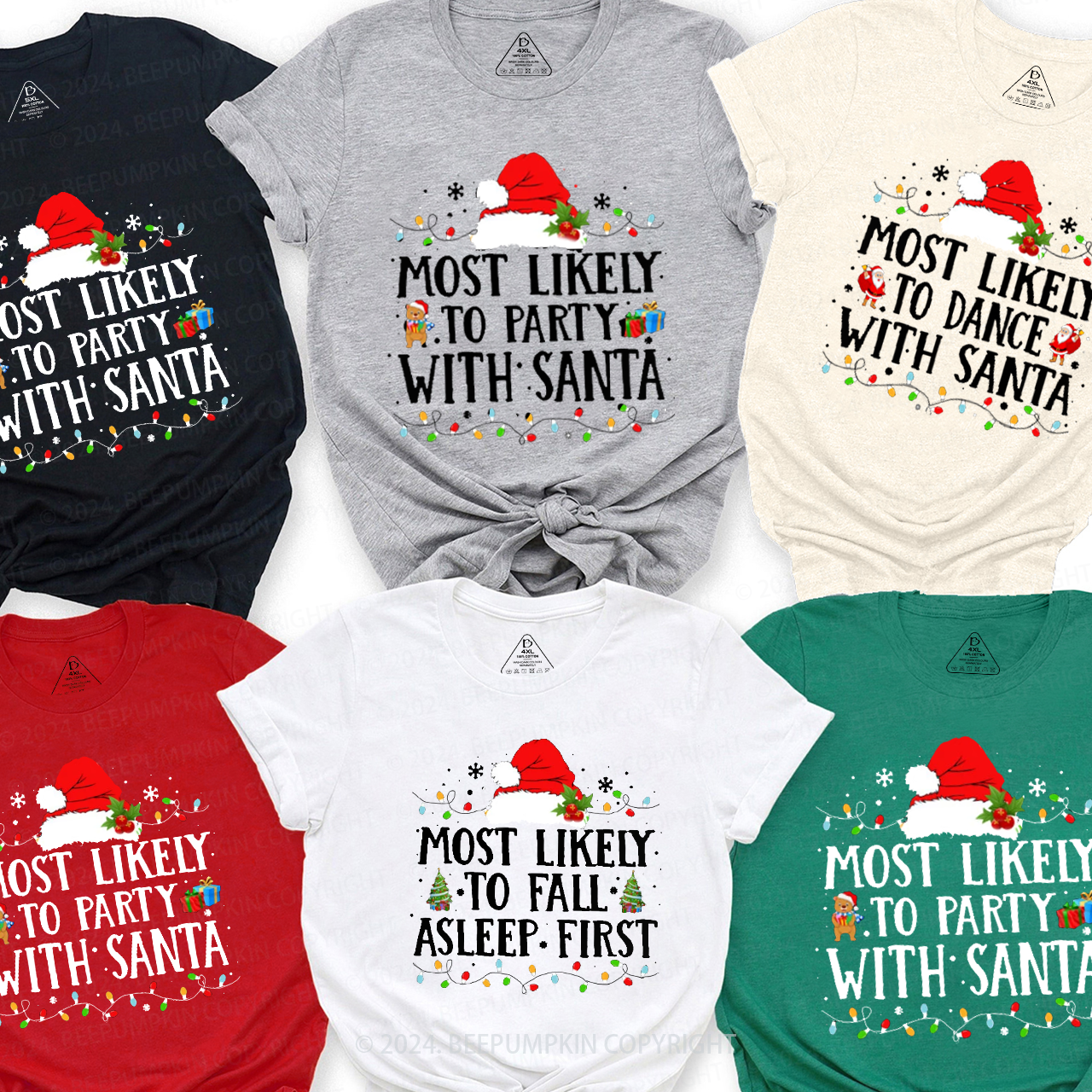 Most Likely Christmas Santa Hat Family Matching T-Shirts Beepumpkin