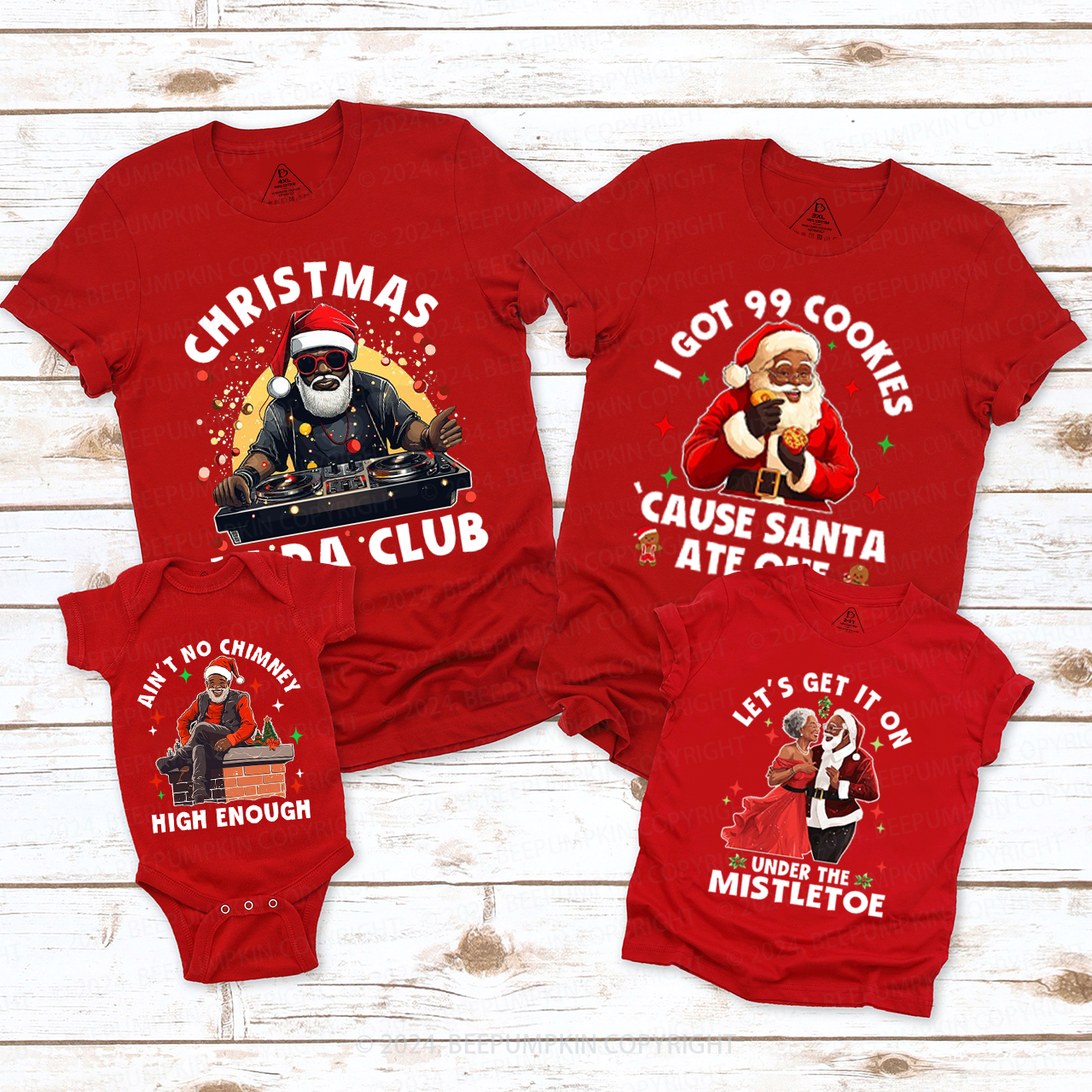 Black Santa Family Matching T-Shirts Beepumpkin