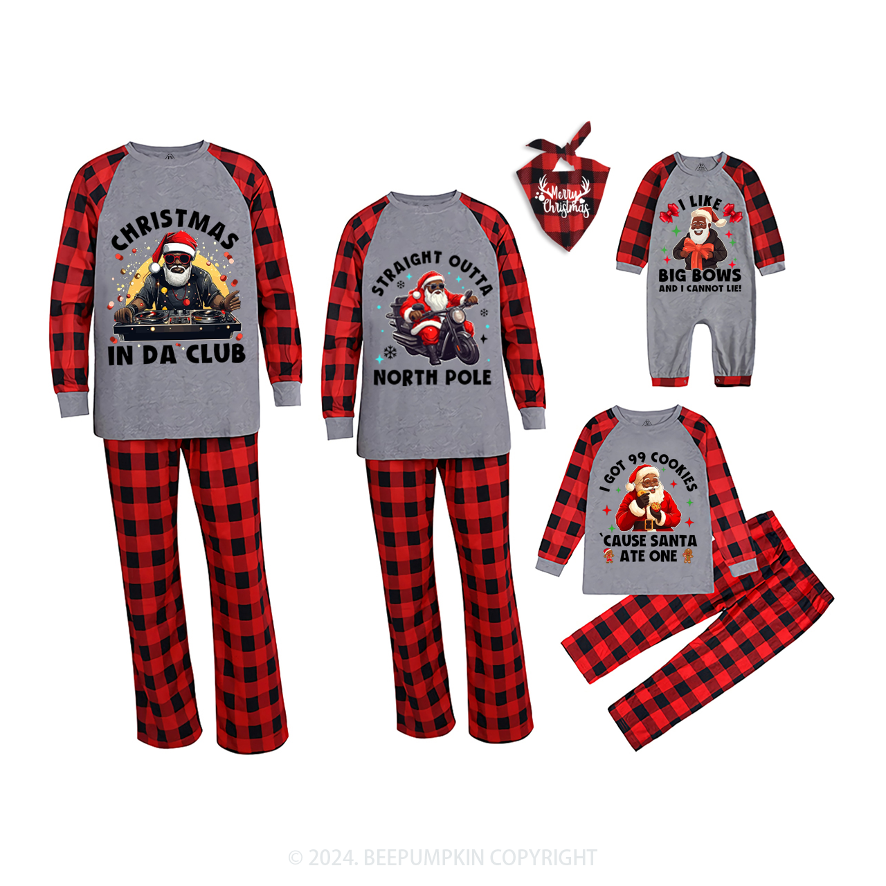 Black Santa Family Christmas Matching Pajamas Beepumpkin