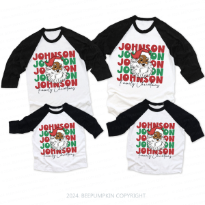 Image of Personalized Black Santa Family Matching Raglan Sleeves T-Shirts Beepumpkin