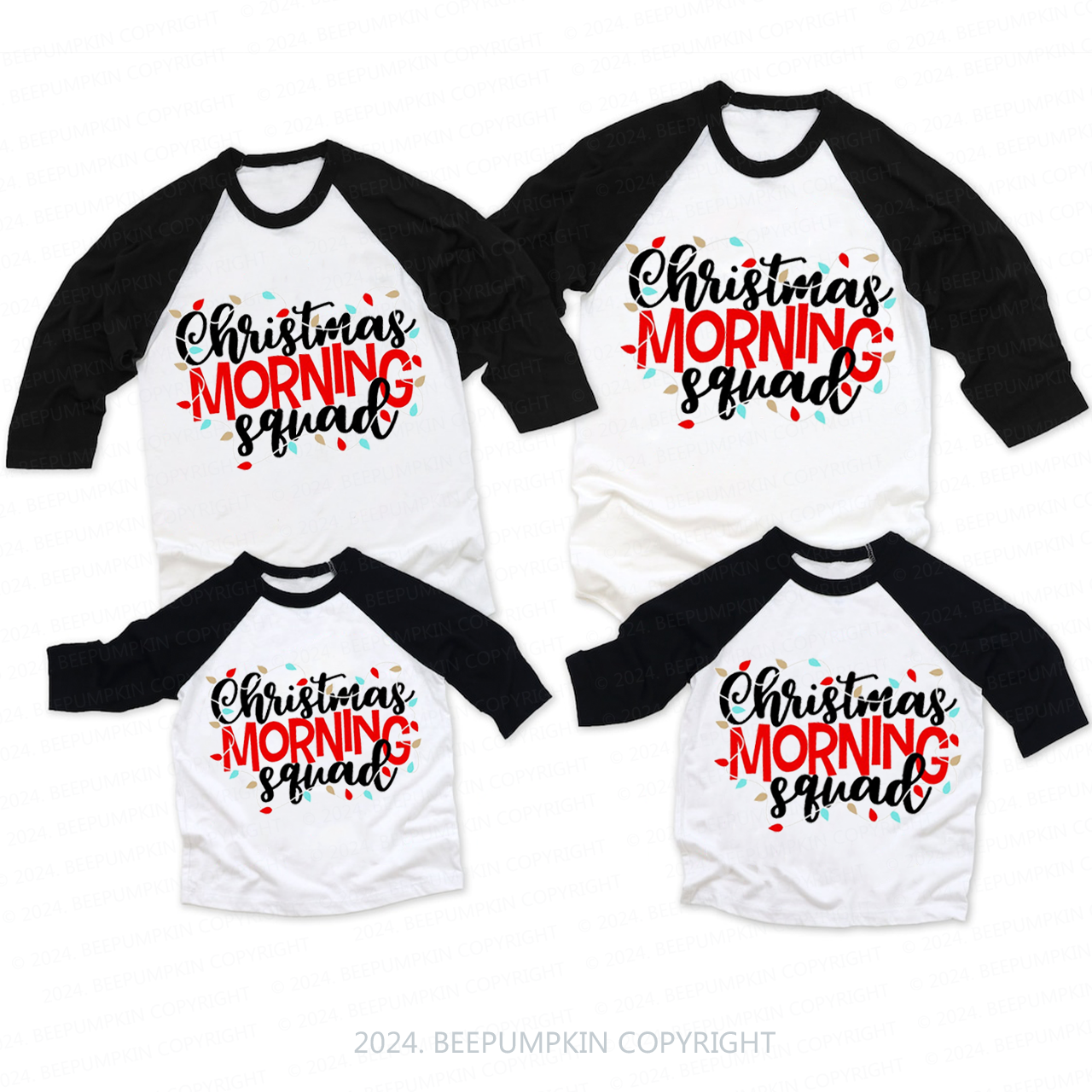 Christmas Squad Raglan Sleeves Christmas Matching T-Shirts  Beepumpkin