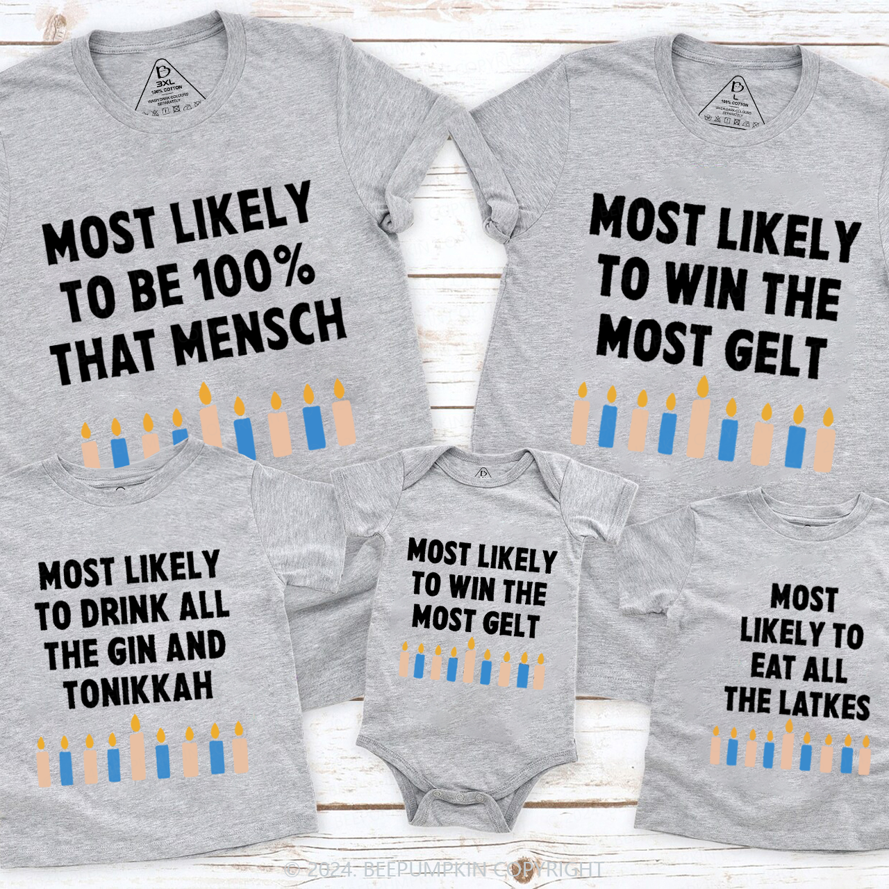 Personalized Funny Jewish Top Hanukkah Family Matching T-Shirts