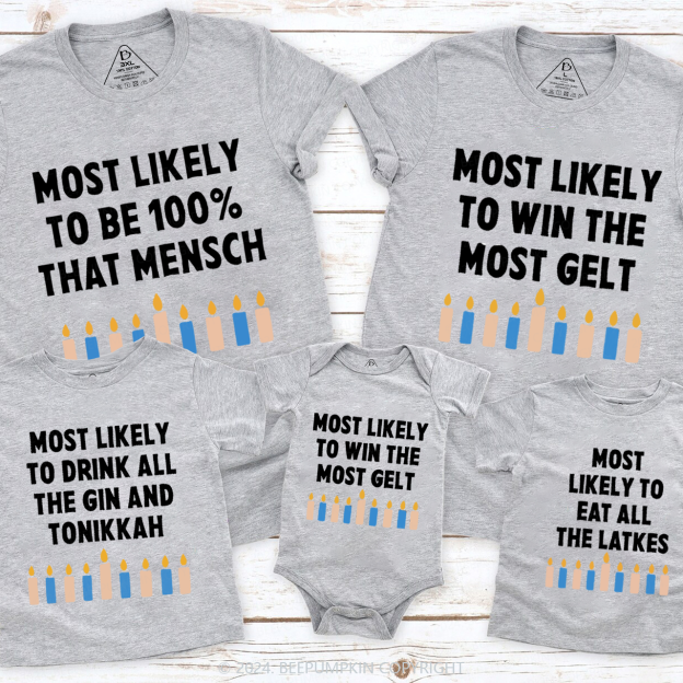 Personalized Funny Jewish Top Hanukkah Family Matching T-Shirts
