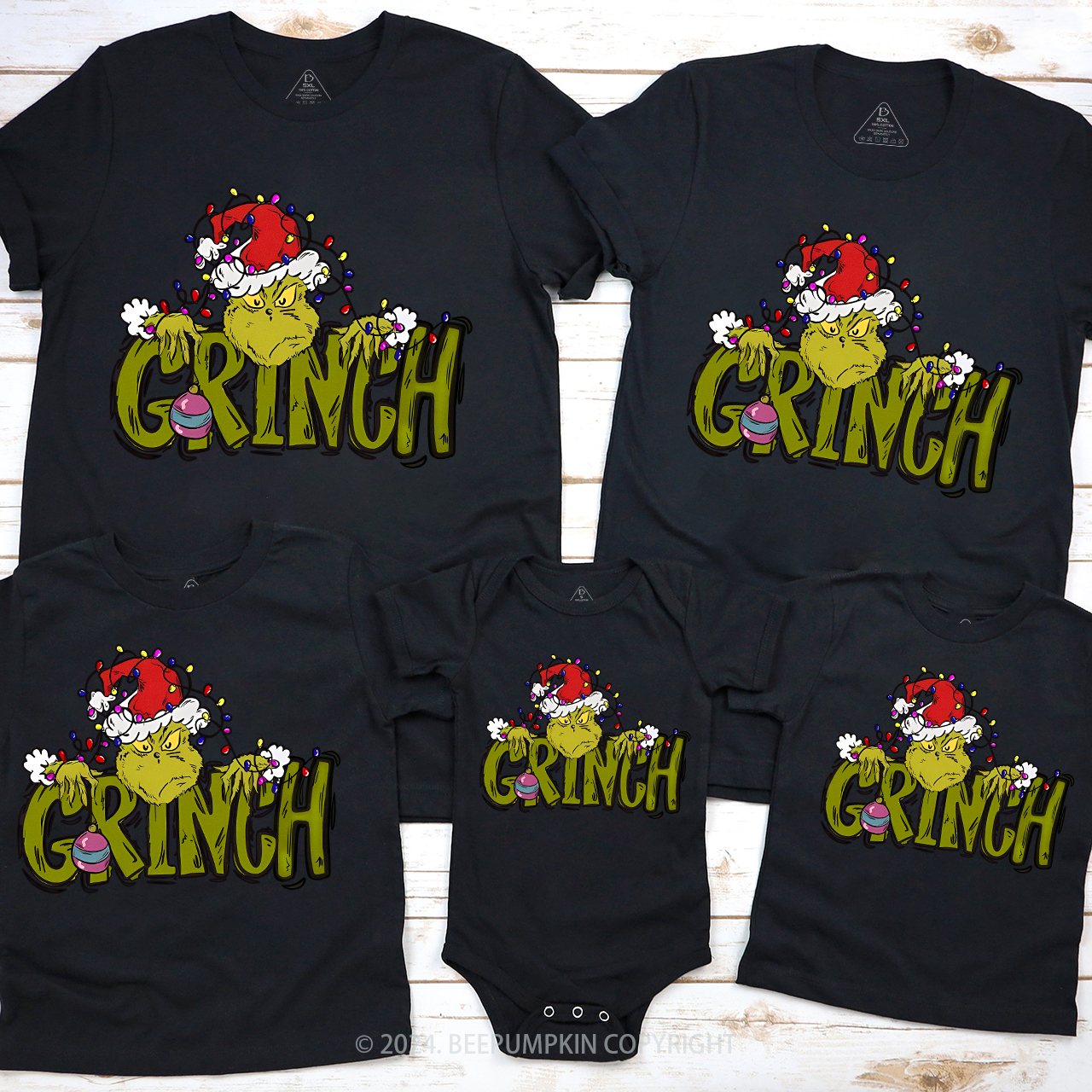 Retro Clipart Holiday Lights Family Matching T-Shirts