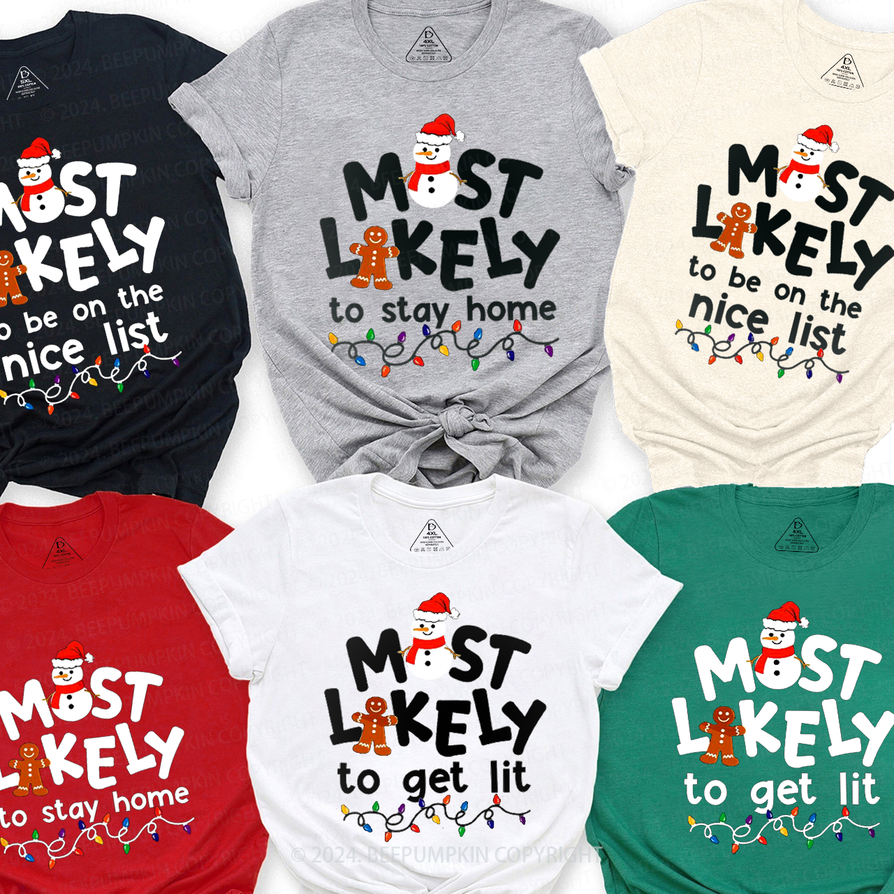 Most Likely To Gingerbread And Snowman Family Matching T-Shirts Beepumpkin