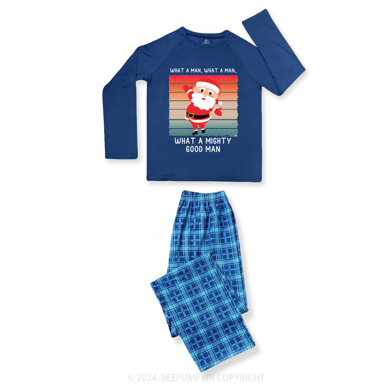 Cartoon Snowman Elk Cookies Christmas Family Matching Blue Pajamas Beepumpkin