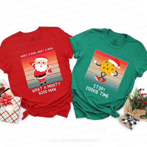 Cartoon Snowman Elk Cookies Christmas Family Matching T-Shirts Beepumpkin