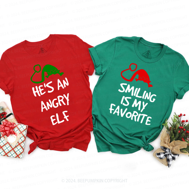 Elf Red Green Hat Quote Christmas Family Matching T-Shirts Beepumpkin