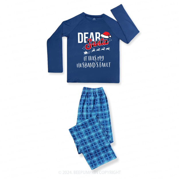 Dear Santa Elk Sleigh Family Matching Blue Pajamas Beepumpkin