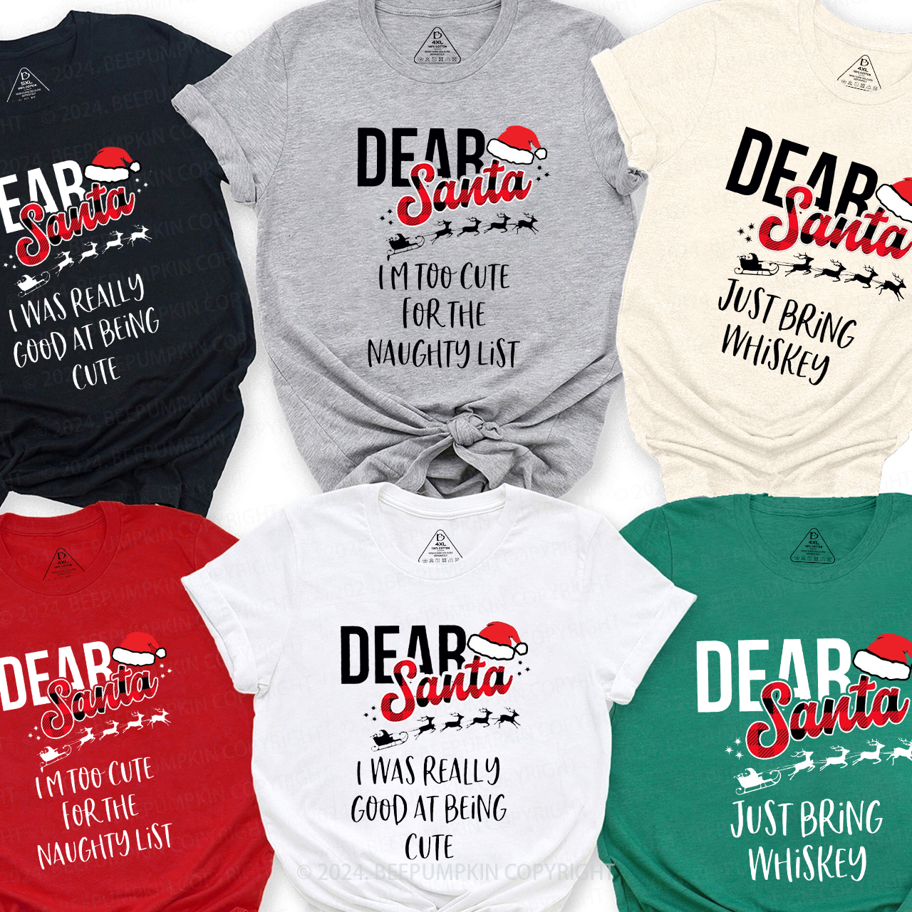 Dear Santa Elk Sleigh Family Matching T-Shirts Beepumpkin