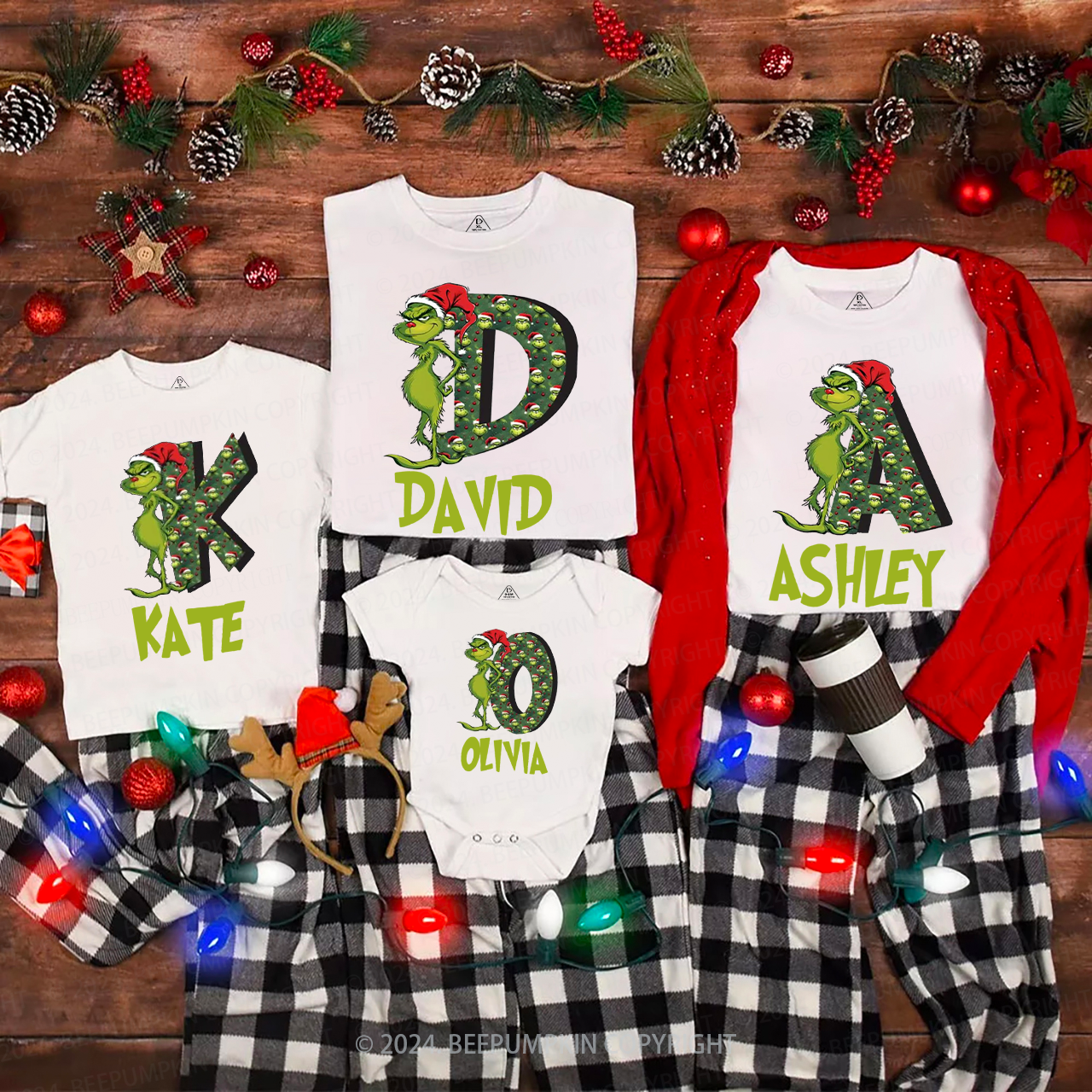 Personalized Print Alphabet Wall Family Matching T-Shirts Beepumpkin