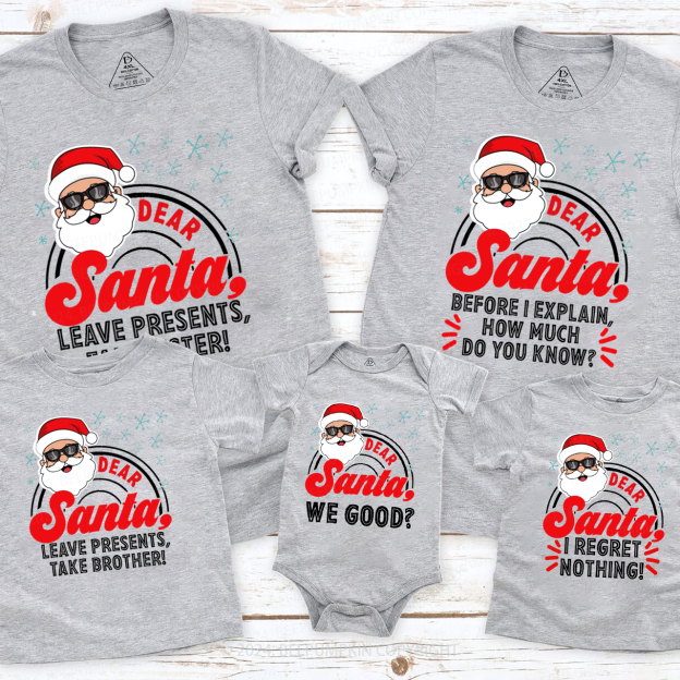 Personalized Dear Santa Family Group Family Matching T-Shirts Beepumpkin