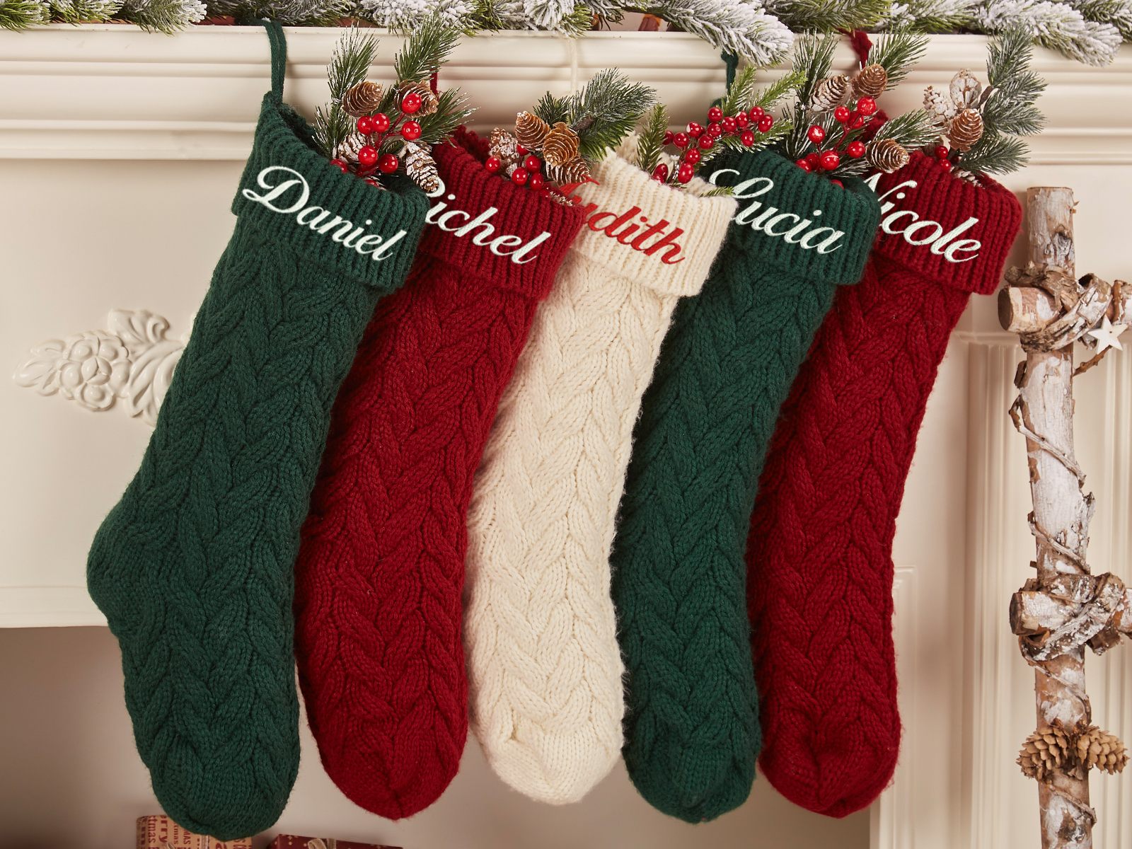 Personalized 4 Colors Knit Christmas Family Stocking