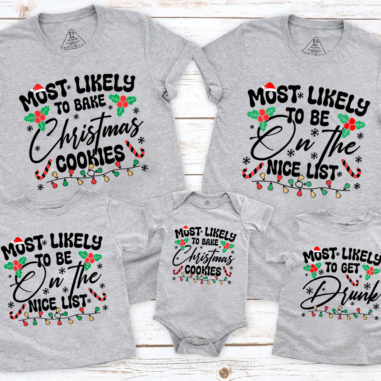 Personalized 6 Most Likely Christmas Family Matching T-Shirts Beepumpkin