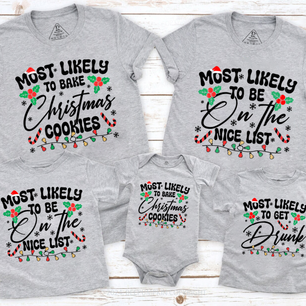 Personalized 6 Most Likely Christmas Family Matching T-Shirts Beepumpkin