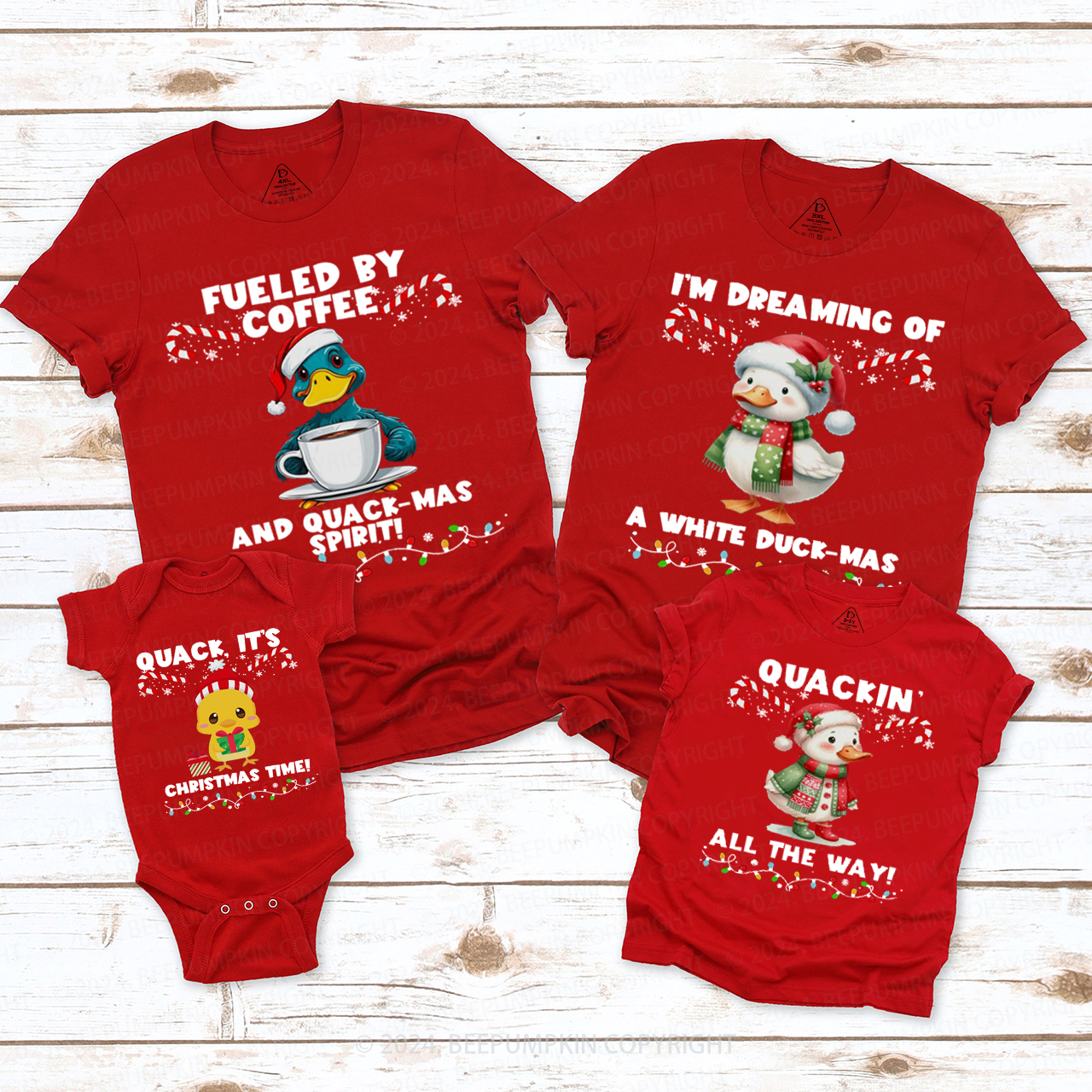 Personalized Christmas Ducks Family Matching T-Shirts Beepumpkin