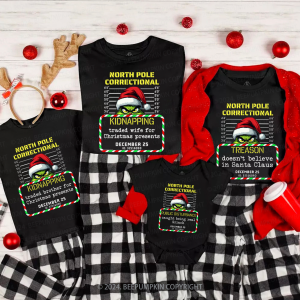 Image of North Pole Correctional Quotes Family Matching T-Shirts Beepumpkin