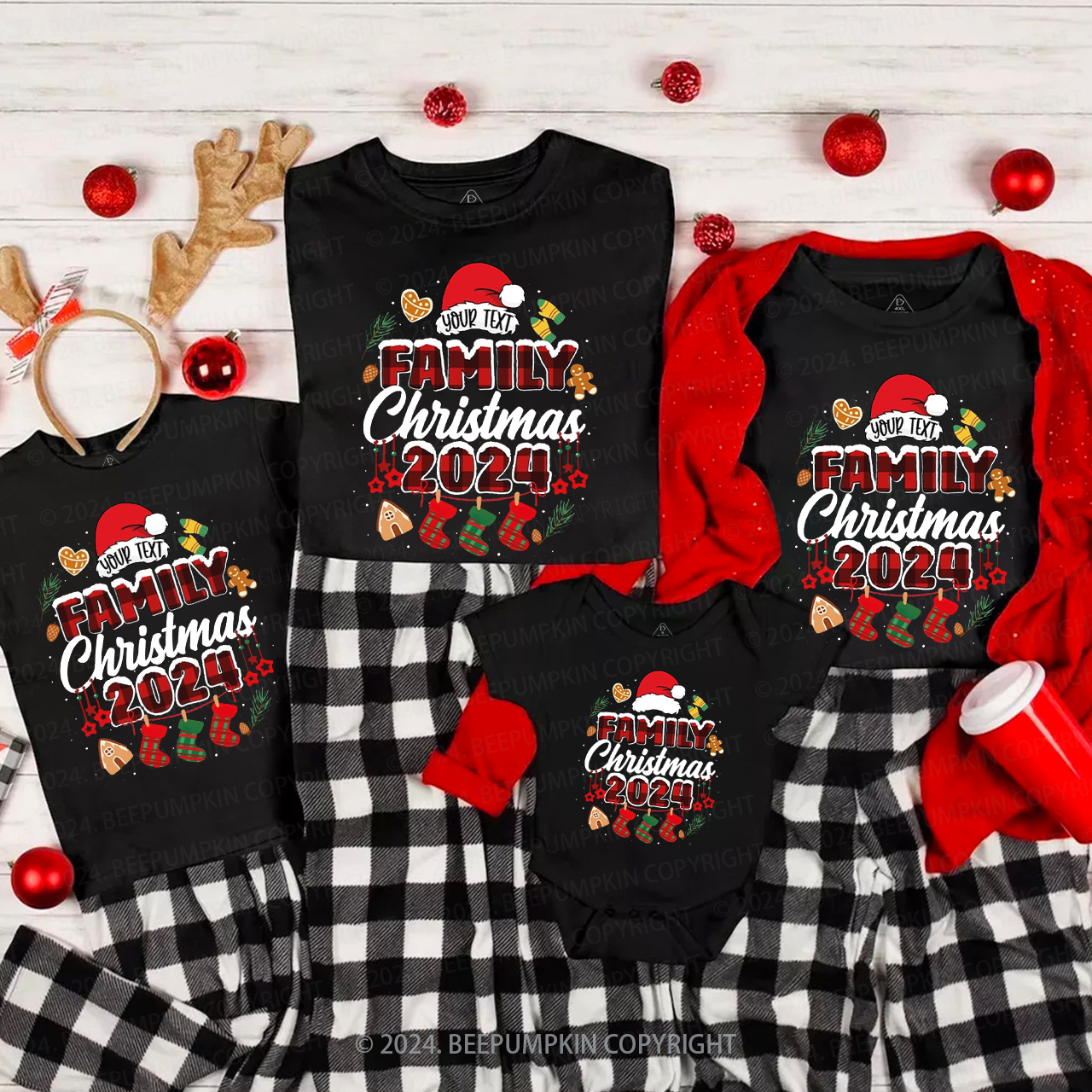Personalized Gingerbread Snowflakes Family Matching T-Shirts Beepumpkin