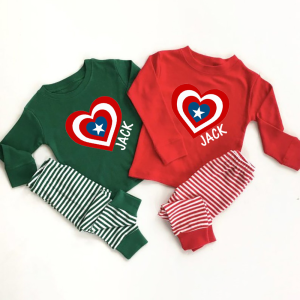 Image of Personalized Super Hero Valentine's Day Loungewear Pajamas