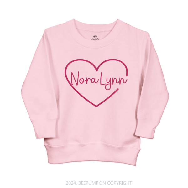 Image of Personalized Valentine Name Kids Sweatshirt Beepumpkin