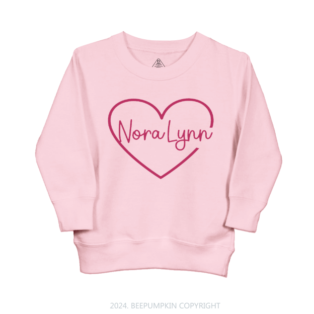 Personalized Valentine Name Kids Sweatshirt Beepumpkin