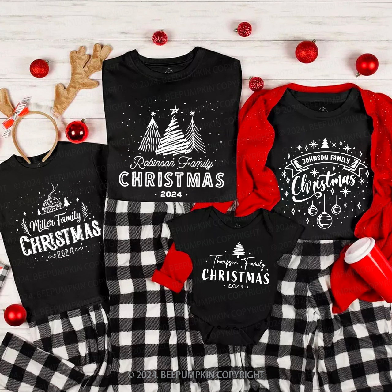 Personalized Various Christmas Tree Family Matching T-Shirts Beepumpkin