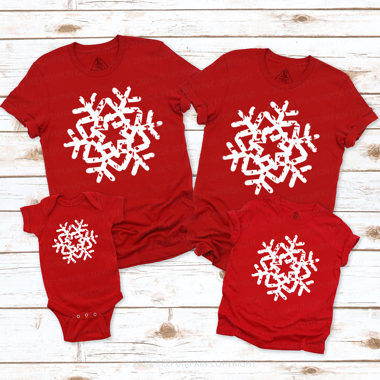 Snowflake Christmas Family Matching T-Shirts Beepumpkin