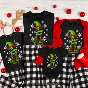 Image of Personalized Snowflake Elf Christmas Family Matching T-Shirts Beepumpkin