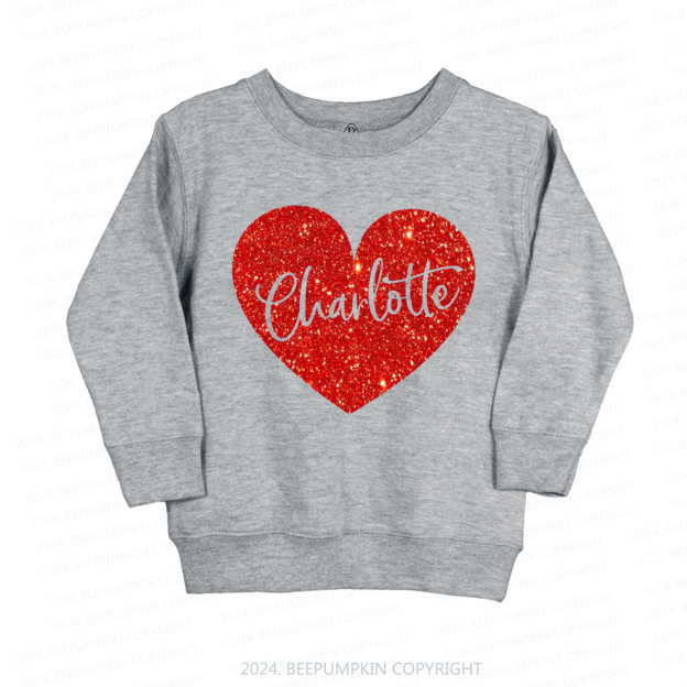 Personalized Valentine Glitter Name Kids Sweatshirt