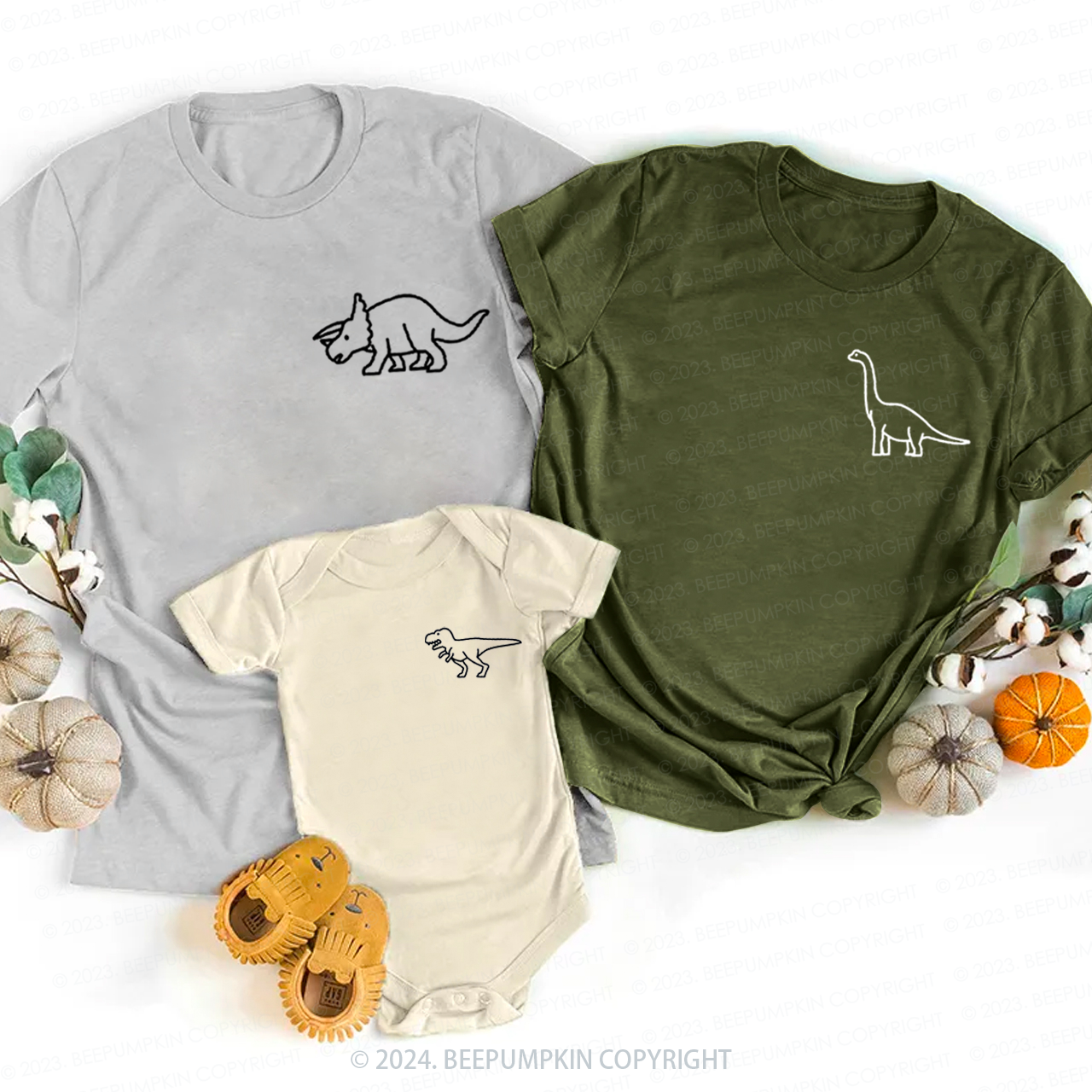 Pocket Dinosaur Birthday Party Family Matching Tees Beepumpkin