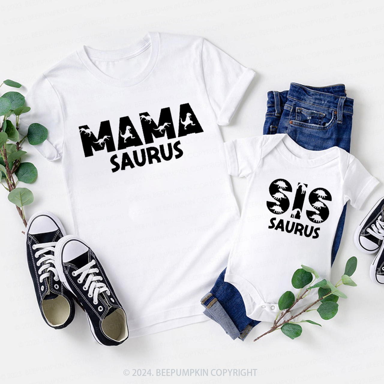 Personalized Dinosaur Alphabet Family Matching Tees Beepumpkin