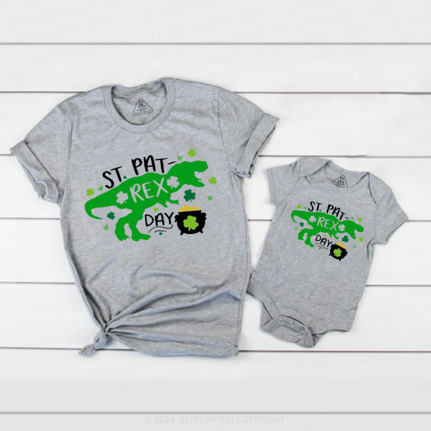 Dinosaur Rex St Patricks Day Family Matching T-Shirts Beepumpkin