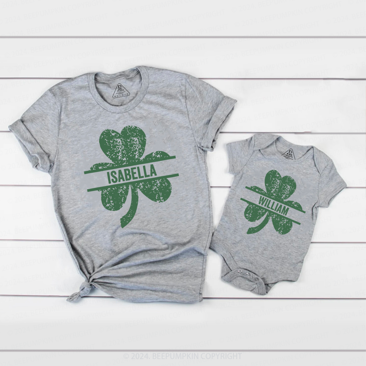 Personalized Lucky Shamrock Family Matching T-Shirts Beepumpkin