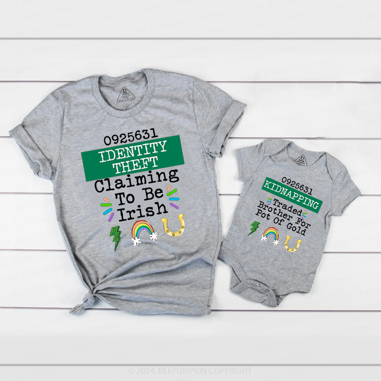 Lightning Rainbow St Patricks Day Family Matching T-Shirts Beepumpkin