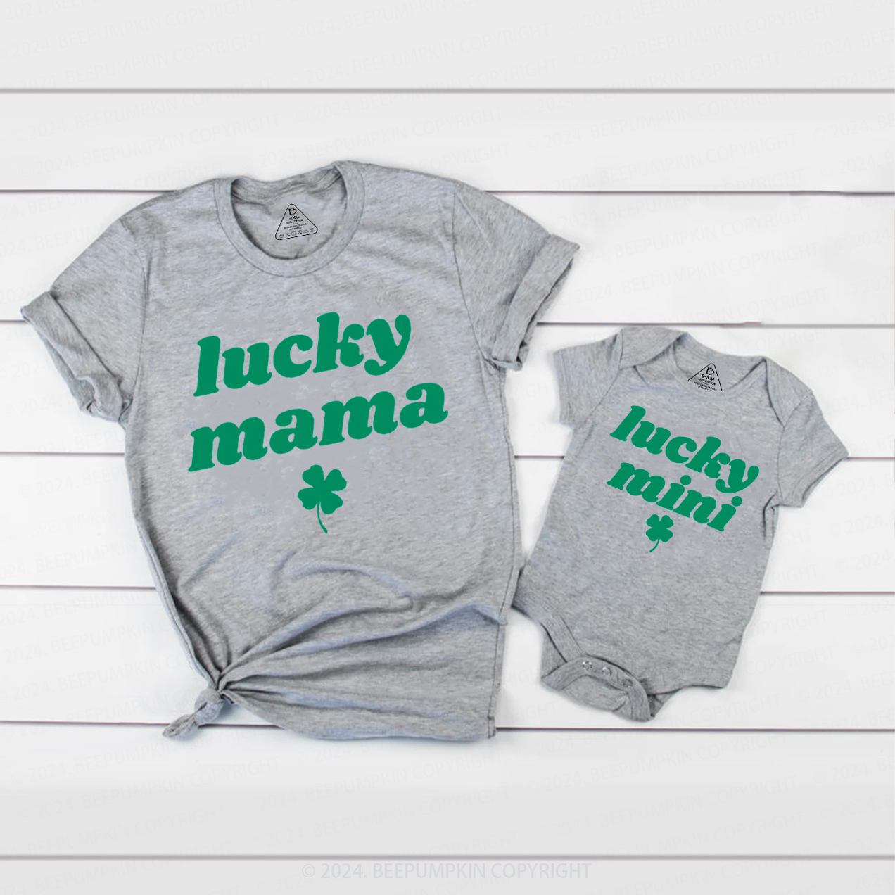 Lucky Mama Mini Green St patricks Family Matching T-Shirts Beepumpkin