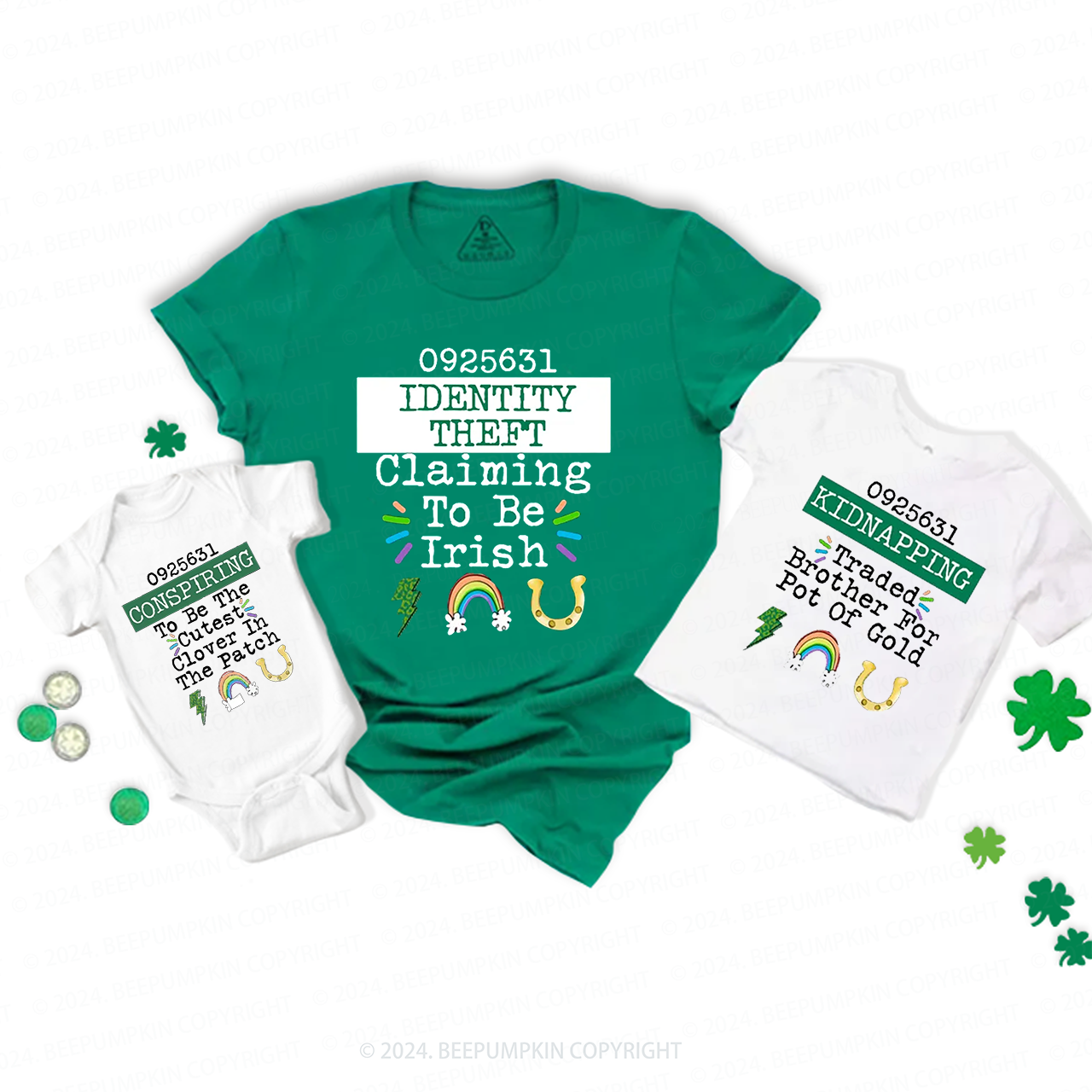 Lightning Rainbow Group St.Patricks Day Family Matching T-Shirts Beepumpkin