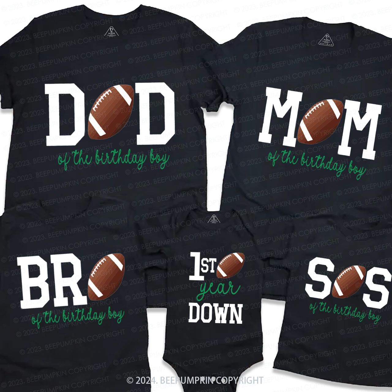 Football Baby Birthday Family Matching Tees Beepumpkin
