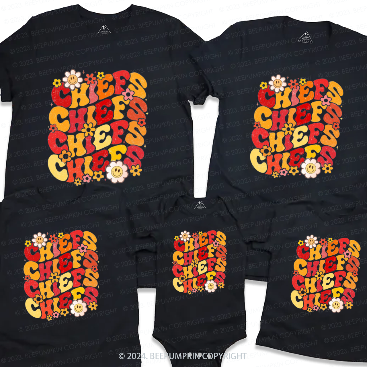 Floral Mascot KC Football Family Matching Tees Beepumpkin