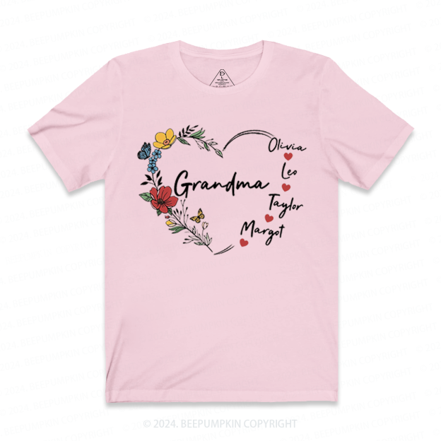 Personalized Nana With Grandkids Name T-Shirts